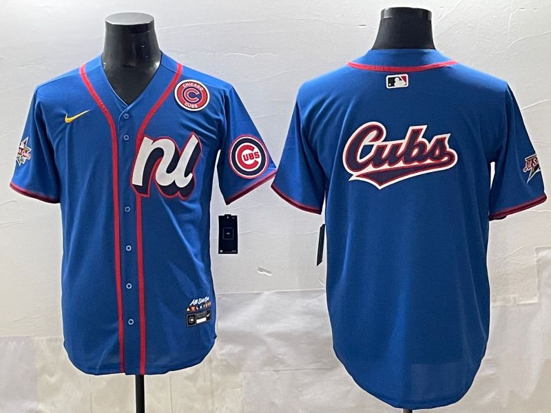 Men 2025 Chicago Cubs Blank Blue All star Blank Blue Nike MLB Jersey style 4->kansas city royals->MLB Jersey